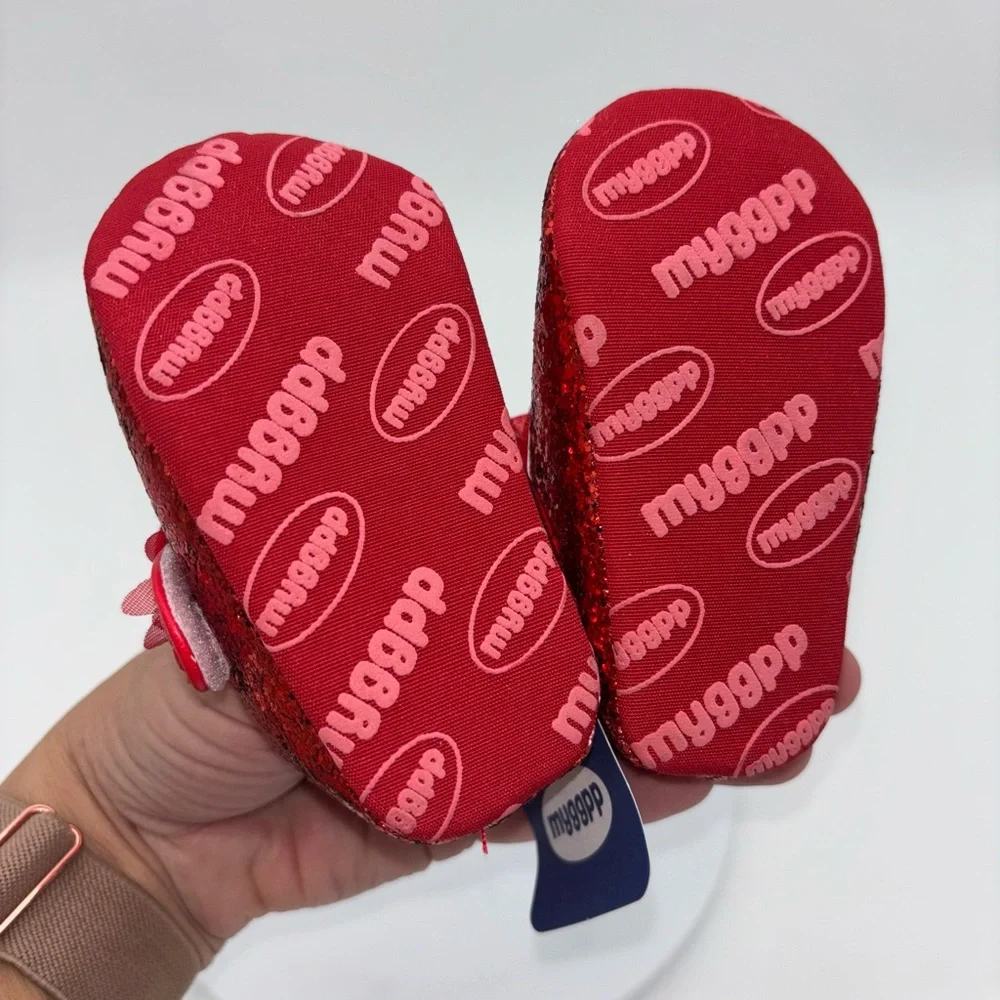 NEW Red Glitter Girls Shoe Mary Jane Baby Little Kids Size 3 6-9‎ Months